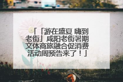 「游在盛夏 嗨到老街」咸阳老街暑期文体商旅融合促消费活动周预告来了！