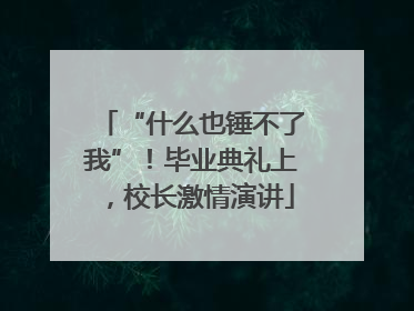 “什么也锤不了我”！毕业典礼上，校长激情演讲