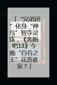 “兄弟团”化身“神鸟”智夺灵珠，《奔跑吧13》今晚“百谷之王”花落谁家？