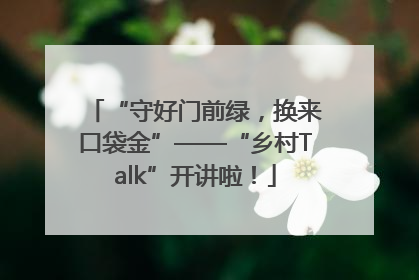 “守好门前绿，换来口袋金”——“乡村Talk”开讲啦！
