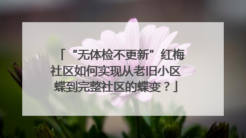 “无体检不更新”红梅社区如何实现从老旧小区蝶到完整社区的蝶变？