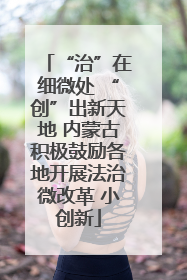 “治”在细微处 “创”出新天地 内蒙古积极鼓励各地开展法治微改革 小创新