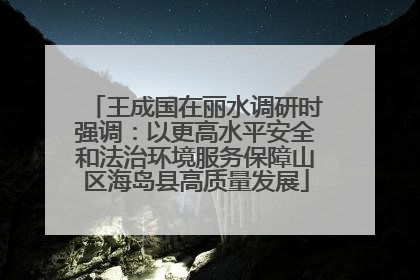 王成国在丽水调研时强调：以更高水平安全和法治环境服务保障山区海岛县高质量发展