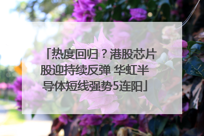 热度回归？港股芯片股迎持续反弹 华虹半导体短线强势5连阳