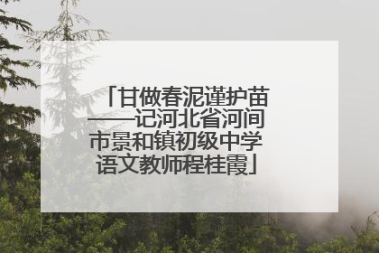 甘做春泥谨护苗——记河北省河间市景和镇初级中学语文教师程桂霞