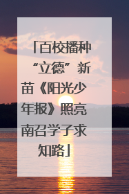百校播种“立德”新苗《阳光少年报》照亮南召学子求知路