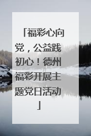 福彩心向党，公益践初心！德州福彩开展主题党日活动