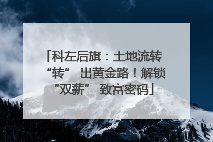 科左后旗：土地流转 “转” 出黄金路！解锁 “双薪” 致富密码