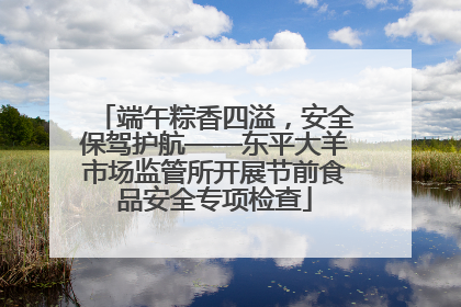 端午粽香四溢，安全保驾护航——东平大羊市场监管所开展节前食品安全专项检查