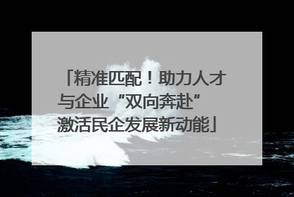 精准匹配！助力人才与企业“双向奔赴” 激活民企发展新动能