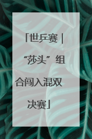 世乒赛｜“莎头”组合闯入混双决赛