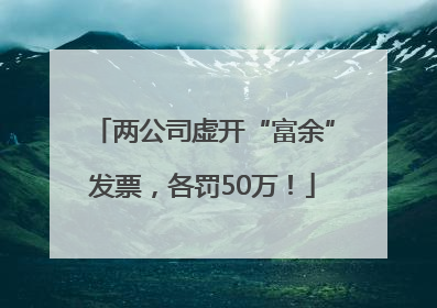 两公司虚开“富余”发票，各罚50万！