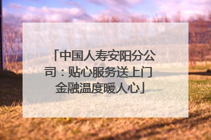 中国人寿安阳分公司：贴心服务送上门 金融温度暖人心