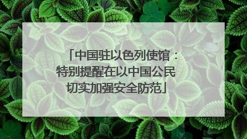 中国驻以色列使馆：特别提醒在以中国公民切实加强安全防范