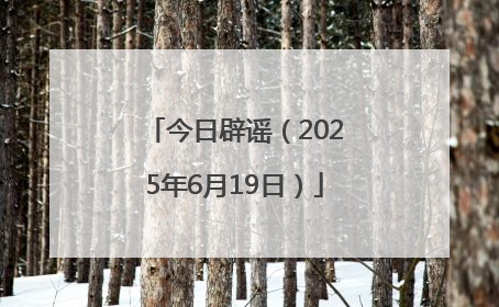 今日辟谣（2025年6月19日）
