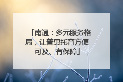 南通：多元服务格局，让普惠托育方便可及、有保障