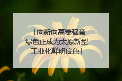 向新向高奏强音 绿色正成为太原新型工业化鲜明底色
