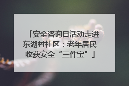 安全咨询日活动走进东湖村社区：老年居民收获安全“三件宝”