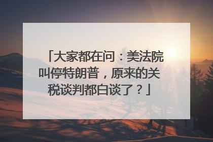 大家都在问：美法院叫停特朗普，原来的关税谈判都白谈了？