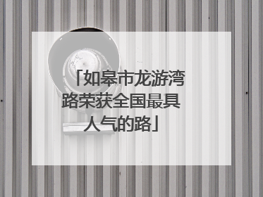 如皋市龙游湾路荣获全国最具人气的路