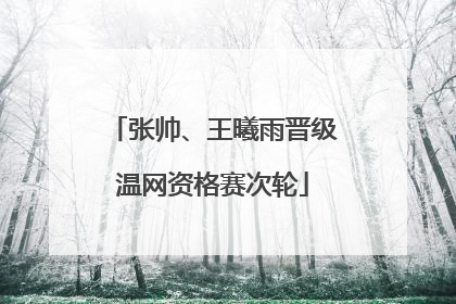 张帅、王曦雨晋级温网资格赛次轮