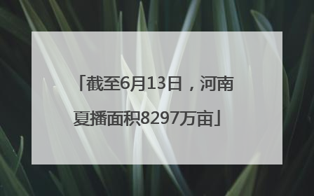 截至6月13日，河南夏播面积8297万亩