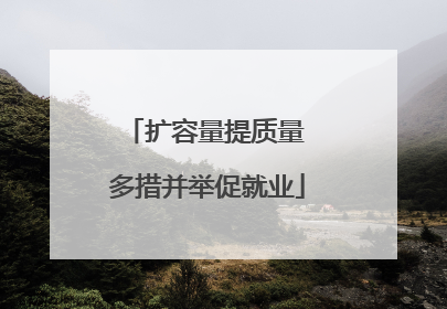 扩容量提质量 多措并举促就业