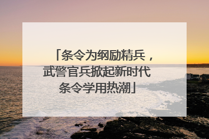 条令为纲励精兵，武警官兵掀起新时代条令学用热潮