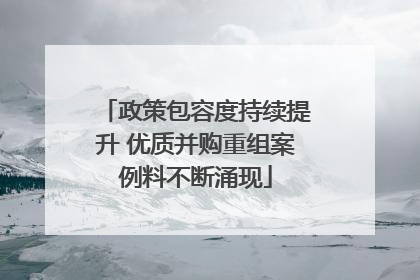 政策包容度持续提升 优质并购重组案例料不断涌现
