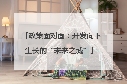 政策面对面：开发向下生长的“未来之城”