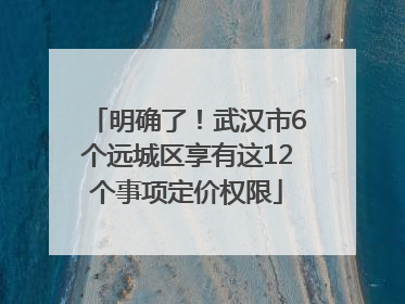 明确了！武汉市6个远城区享有这12个事项定价权限