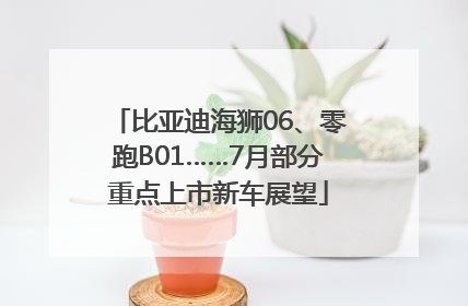 比亚迪海狮06、零跑B01……7月部分重点上市新车展望