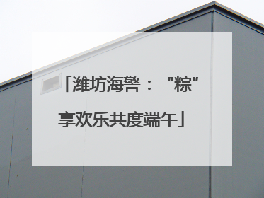 潍坊海警：“粽”享欢乐共度端午