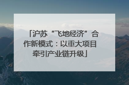 沪苏“飞地经济”合作新模式：以重大项目牵引产业链升级