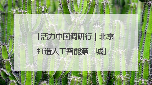 活力中国调研行｜北京打造人工智能第一城