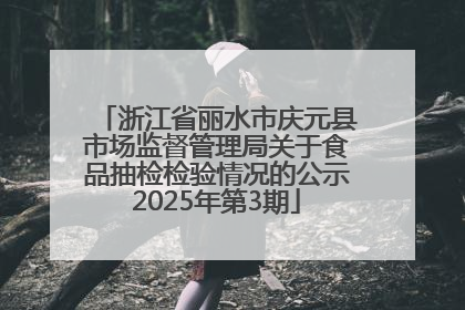 浙江省丽水市庆元县市场监督管理局关于食品抽检检验情况的公示2025年第3期