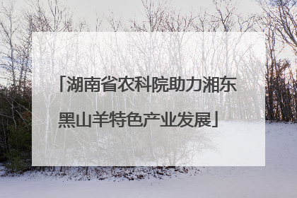 湖南省农科院助力湘东黑山羊特色产业发展