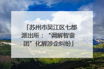 苏州市吴江区七都派出所：“调解智囊团”化解涉企纠纷