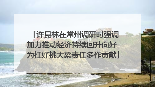 许昆林在常州调研时强调 加力推动经济持续回升向好 为扛好挑大梁责任多作贡献