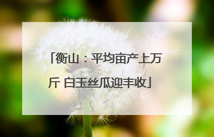 衡山：平均亩产上万斤 白玉丝瓜迎丰收