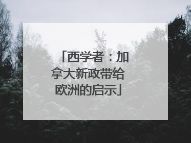 西学者：加拿大新政带给欧洲的启示