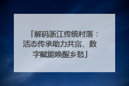 解码浙江传统村落：活态传承助力共富、数字赋能唤醒乡愁
