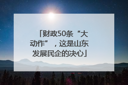 财政50条“大动作”，这是山东发展民企的决心