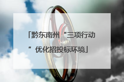 黔东南州“三项行动”优化招投标环境