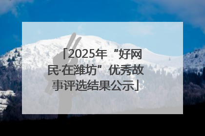 2025年“好网民·在潍坊”优秀故事评选结果公示